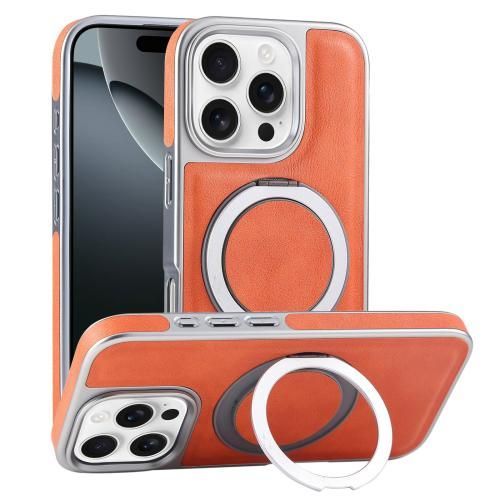 Coque Magsafe En Cuir Grain Pour Iphone 16 Plus - Orange