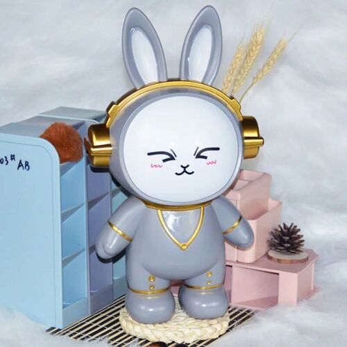 Gris - Tirelire lapin astronome pour enfants, pot d'économie pour cadeaux de vacances, décoration de la maison, ornement créatif et mignon, espace