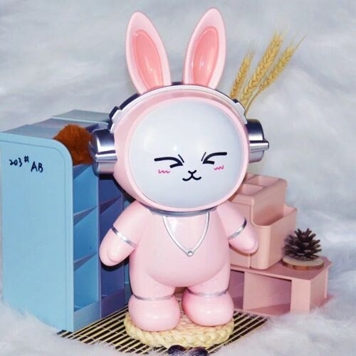 Rose - Tirelire lapin astronome pour enfants, pot d'économie pour cadeaux de vacances, décoration de la maison, ornement créatif et mignon, espace