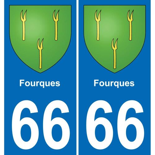 66 Fourques Autocollant Sticker Plaque Immatriculation Auto Ville - Droits