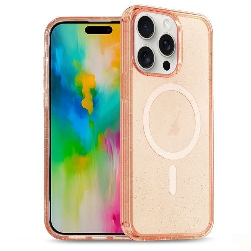 Coque Magsafe Tpu Hybrid Pc Avec Paillettes Pour Iphone 16 Plus (Orange)