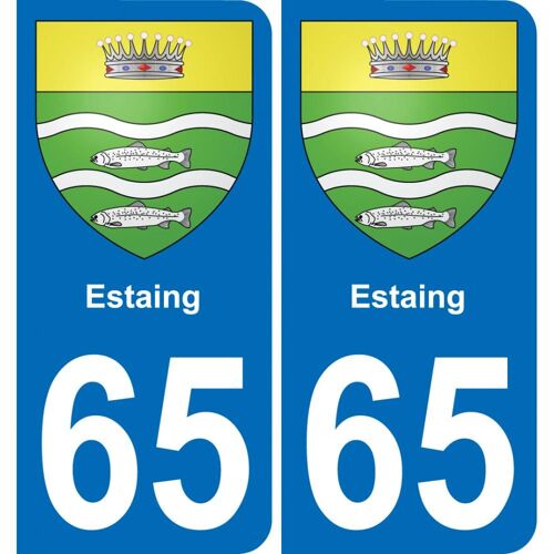 65 Estaing Autocollant Sticker Plaque Immatriculation Auto Ville - Arrondis