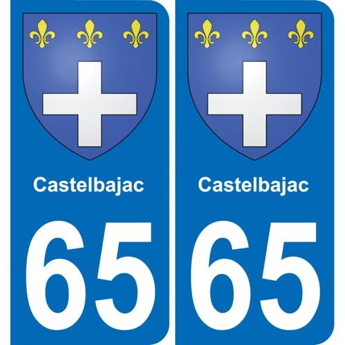 65 Castelbajac Autocollant Sticker Plaque Immatriculation Auto Ville - Arrondis