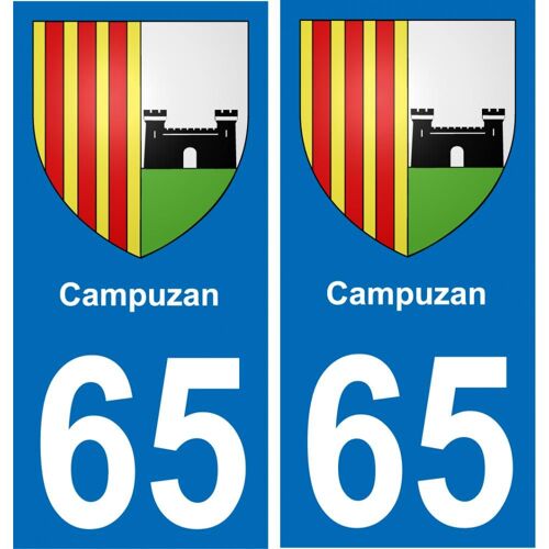 65 Campuzan Autocollant Sticker Plaque Immatriculation Auto Ville - Droits