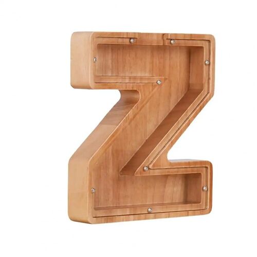 Tirelire en bois avec 26 lettres de l'alphabet anglais, boîte d'économie d'argent, pot de rangement de pièces de monnaie, ornement de bureau, artisanat de décoration intérieure
