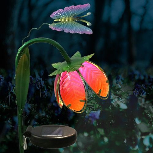 Lampe Solaire Rose Imperméable Et Réaliste, Lotus Des Neiges, Décoration Murale D'extérieur