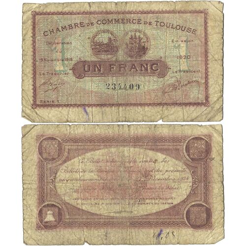 France - Billet - Chambre De Commerce De Toulouse - Un Franc - 1920 - Jp.122.36 - 15-101