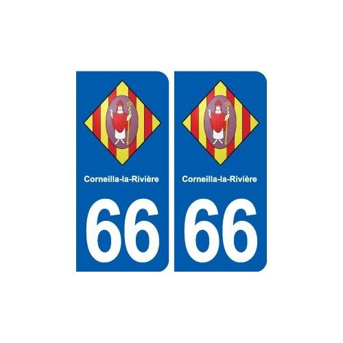 66 Corneilla-La-Rivière Blason Autocollant Plaque Stickers Ville - Arrondis