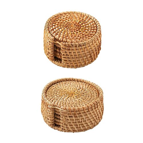 Tapis de Table en rotin tissé créatif, napperon isolant en bois, tasse de thé, tapis de bol pour la maison, accessoires