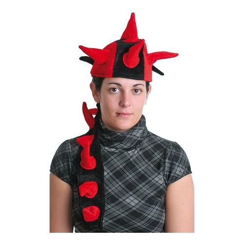 Chapeau Avec Cornes Et Couettes Rouge Et Noir (Taille Unique Adulte)