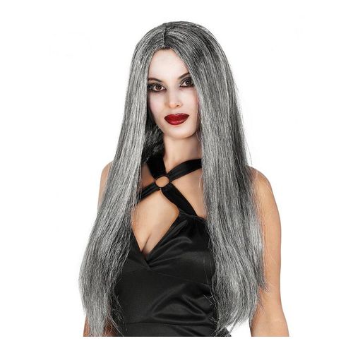 Perruque Longue Lisse Grise (Taille Unique Adulte)