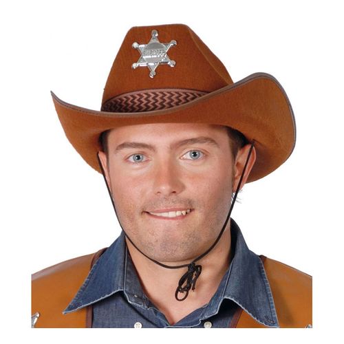 Chapeau Sherrif Feutr? En Marron. (Taille Unique)