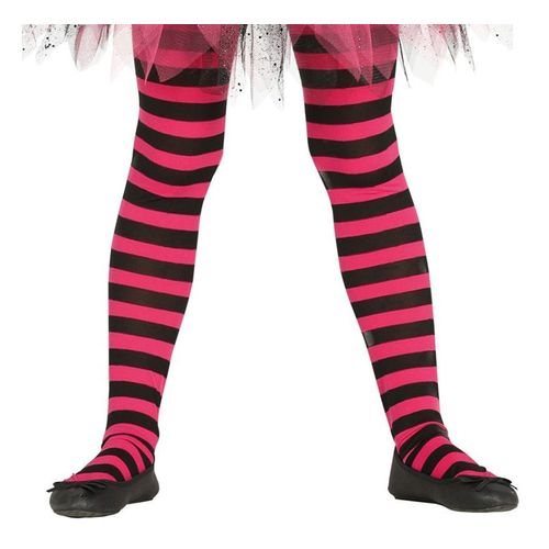 Collants Fuchsia Avec Rayures Noires Pour Enfants (Taille 4-9a)