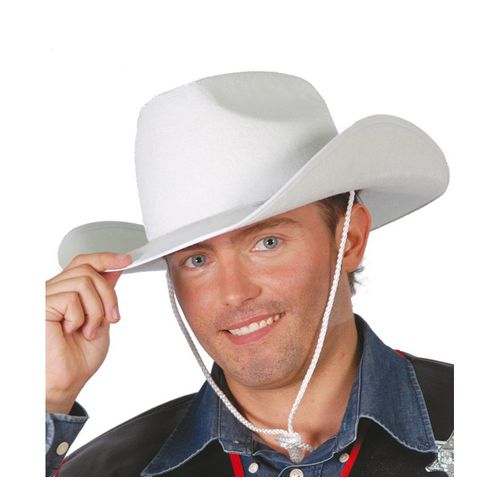 Chapeau Cowboy Blanc Feutré (Taille Unique)