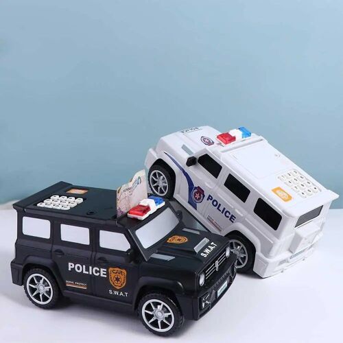 Blanc - Tirelire avec mot de passe à défilement automatique pour enfants, jouets Atm, pièce de monnaie, économie d'argent, modèle de voiture Swat, boîte d'économie d'argent