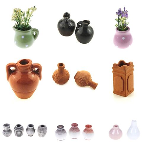 Mini Pot De Fleurs 1:12, Bricolage À La Main, Maisons De Poupées, Cuisine, Poterie, Ornement En Céramique, Vase Décoratif, Miniatures De Maison De Poupée