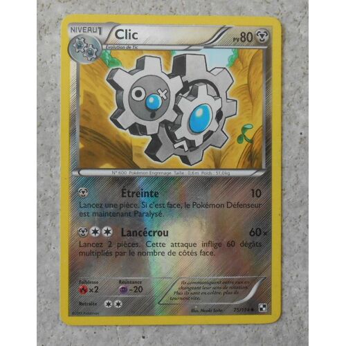 Carte Pokémon Clic Holo Reverse 75/114 Noir & Et Blanc Rare Fr Neuve