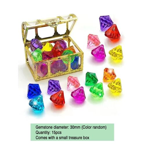 Boîte De 25 Mm 15pcs W - Pierres Précieuses Colorées En Diamant, Trésor Pirate, Jouets Pour Enfants, Natation, Plongée, Piscine, Fête, Pour Filles Et Garçons, Bricolage