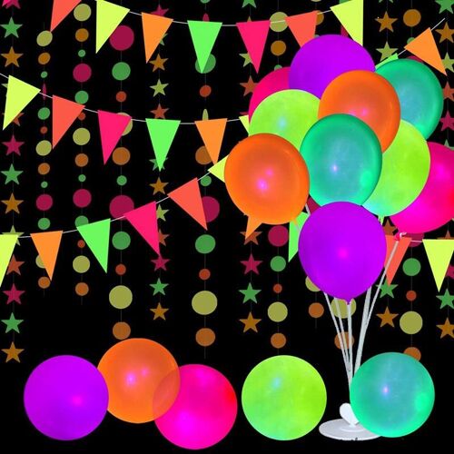 Ballons fluorescents phosphorescents, 12 pouces, à Air et à hélium, fournitures pour fête d'anniversaire, décorations d'anniversaire