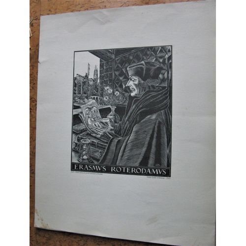Gravure Ancienne 1967 Erasmus Rotterdamus Union Latine D'édition