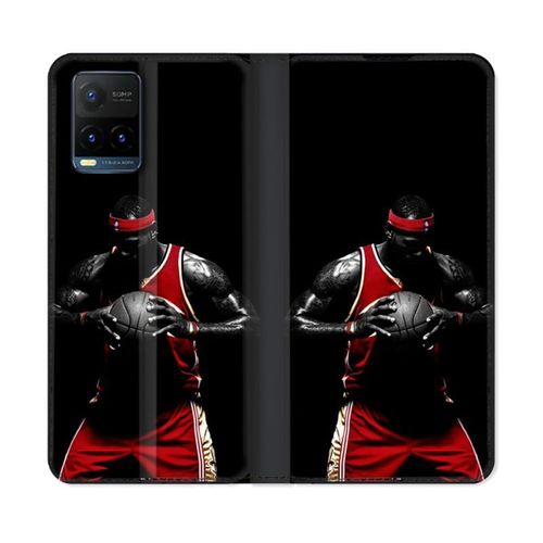 Housse Cuir Portefeuille Pour Vivo Y21 / Y21s / Y33s Sport Basketeur