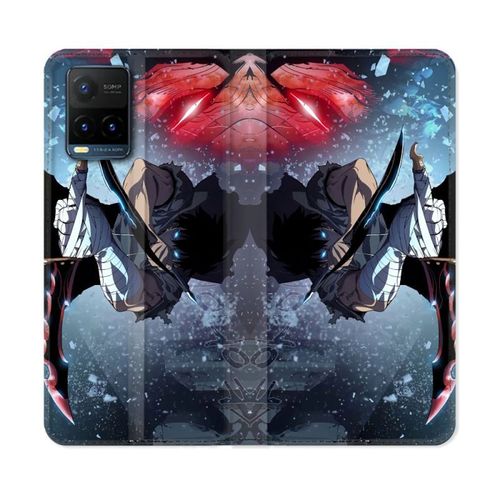 Housse Cuir Portefeuille Pour Vivo Y21 / Y21s / Y33s Manga Solo Leveling Sung Epee