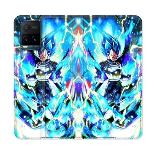 Housse Cuir Portefeuille Pour Vivo Y21 / Y21s / Y33s Manga Dragon Ball Vegeta Bleu