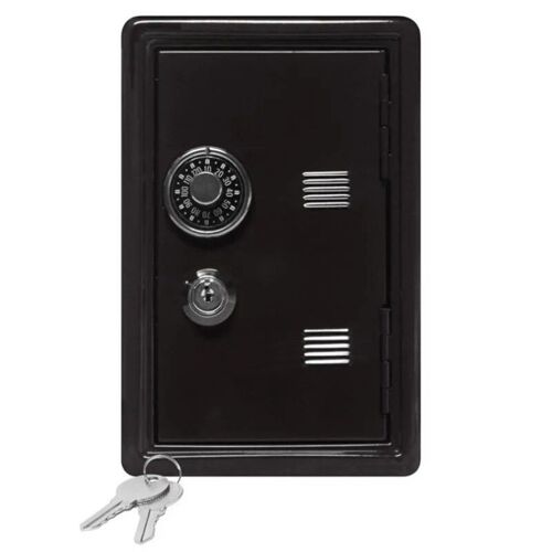 Noir - Mini coffre-fort en métal rectangulaire avec clé pour enfant, tirelire, mot de passe, forme sûre