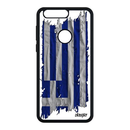 Coque Honor 8 Silicone Drapeau Grece Grec Huawei Foot Football De Made In France
