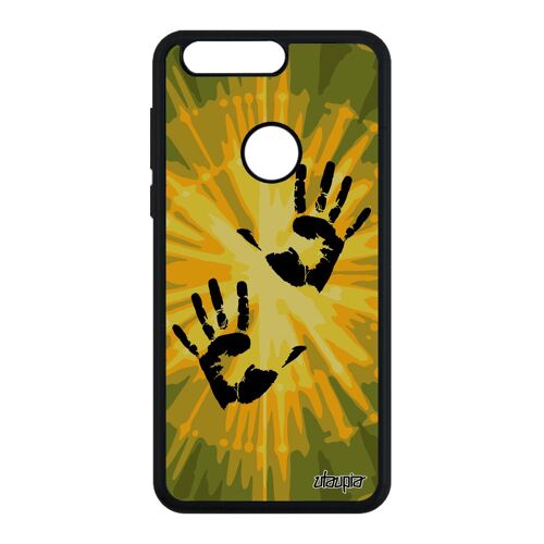 Coque silicone empreinte main Honor 8 Vert mobile explosion deux trace de noir a