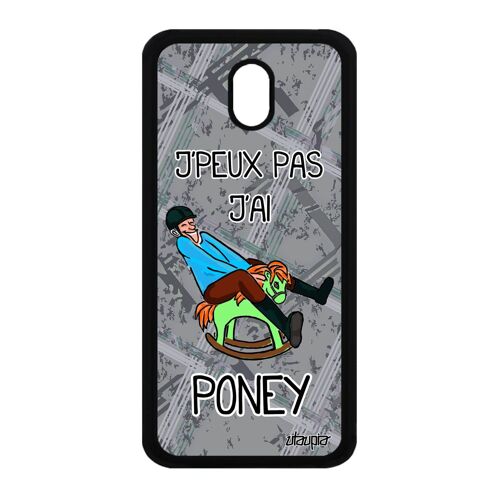 Coque Samsung Galaxy J3 2017 silicone j'peux pas j'ai poney noir Gris aqua drole