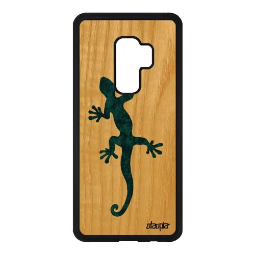 Coque bois salamandre Samsung S9 Plus silicone lezard graphique Bleu de Samsung Galaxy S9 Plus