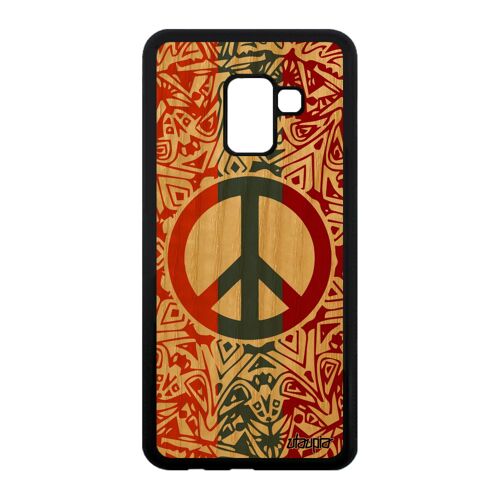 Coque Bois A8 2018 Silicone Peace And Love Fille Rigide Case Gris Samsung Galaxy A8 2018
