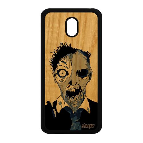 Coque pour Samsung J3 2017 en bois et silicone zombie gore Bleu fantome Samsung Galaxy J3 2017