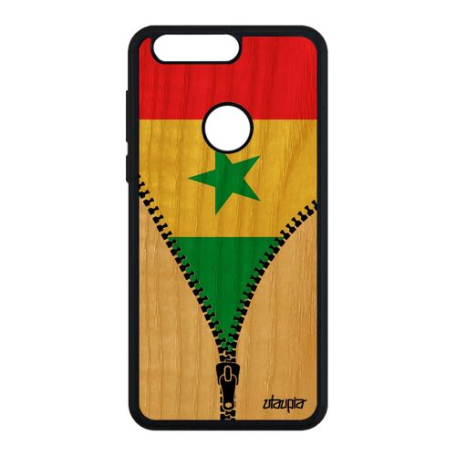 Coque Silicone Drapeau Senegal Senegalais Pour Honor 8 En Bois Football Foot Jo