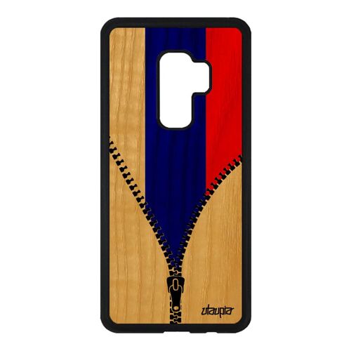 Coque Bois S9 Plus Silicone Drapeau Russie Russe Portable Naturel Samsung Galaxy S9 Plus