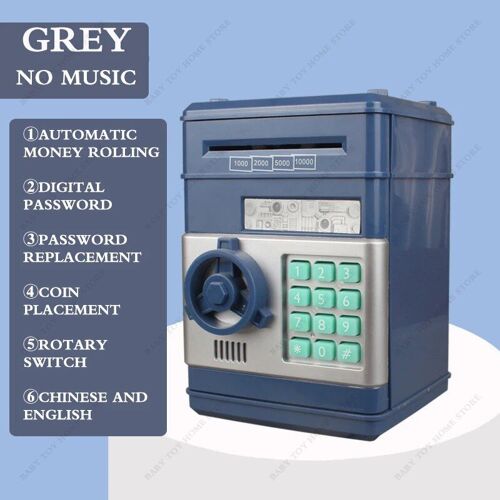 Gris Pas De Musique - Iko-Mini Tirelire Pour Garçons Et Bol, Boîte D'épargne Avec Coffre-Fort Pour Enfants, Pot Avec Fente À Billets Existent