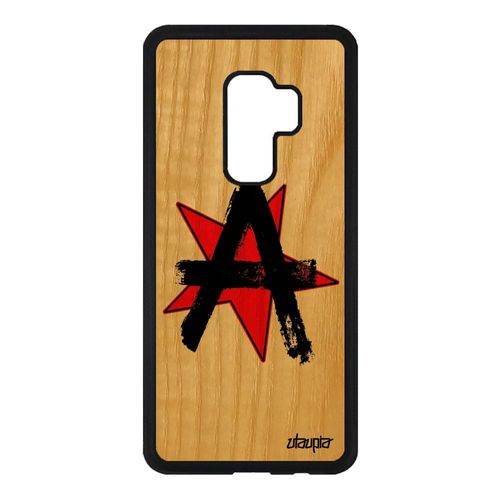Coque Silicone Samsung S9 Plus Bois Anarchie Punk Rigide Frêne Graff Noir Samsung Galaxy S9 Plus