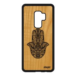Coque S9 Plus En Bois Silicone Main De Fatma Khamsa Noir De Luxe Samsung Galaxy S9 Plus