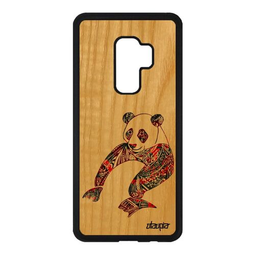 Coque Panda Samsung S9 Plus En Bois Silicone Noir Personnalisé Telephone Samsung Galaxy S9 Plus