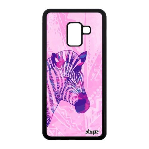 Coque silicone Samsung A8 2018 zebre Violet multicolore rayé ethnique en Samsung Galaxy A8 2018