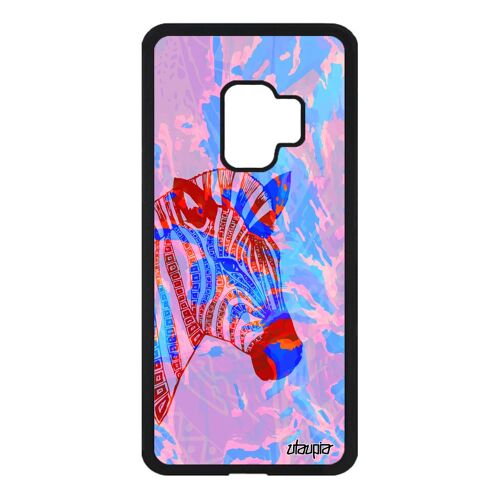 Coque Samsung Galaxy S9 silicone zebre kenya Bleu plume fille africain azteque a
