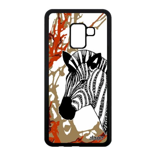 Coque silicone pour Samsung Galaxy A8 2018 zebre cheval noir et blanc rayure 4G