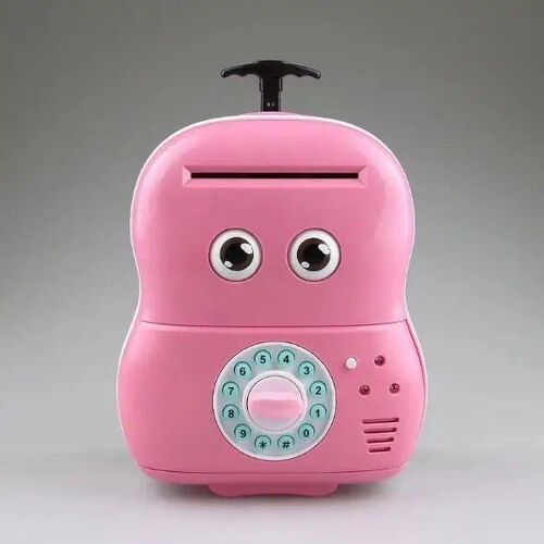 ROSE - Créatif bagages tirelire Mini tirelire sécurité électronique mot de passe voix à mâcher pièce de monnaie dépôt d'argent Machine cadeau pour les enfants