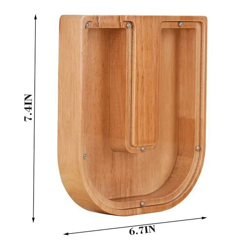 Tirelire en bois avec vingt-six lettres, pot d'économie d'argent, boîte de rangement pour pièces de monnaie, ornement de bureau, décoration d'intérieur, artisanat, cadeau de Noël