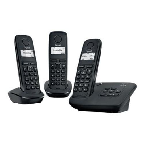 Gigaset AL117A Trio - Téléphone sans fil - système de répondeur avec ID d'appelant - DECT\GAP - noir + 2 combinés supplémentaires