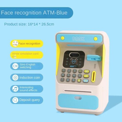 Bleu B - Tirelire À Rouleau Automatique Avec Verrouillage Par Mot De Passe D'empreintes Digitales, Mini Tirelire Électronique Iko, Pot D'épargne Pour Papier, Coffre-Fort Pour Enfants, Jouets Cadeaux