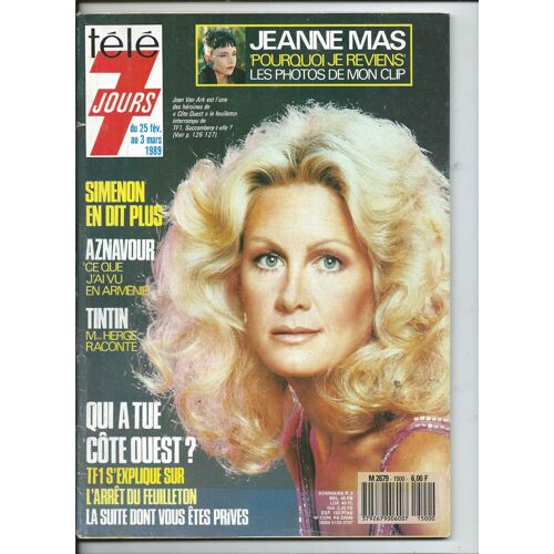 Télé 7 Jours 25/02/1989 Joan Van Ark De Côte Ouest, Jeanne Mas, Aznavour, Tintin Mme Hergé Raconte, Stone & Charden, Souchon, Elton John, Eight Wonder, Carlos, Sim, Serge Lama, Enya, Caroline Legrand