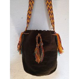 Sac mochila traditionnel Wayuu 100% laine - Design unique - Artisanat de Colombie (Guajira)