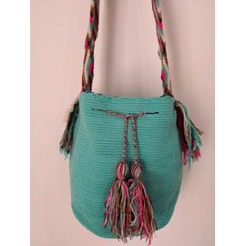 Sac mochila traditionnel Wayuu 100% laine - Design unique - Artisanat de Colombie (Guajira)